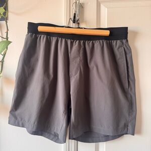 RHONE Gray Athletic Shorts with Black Waistband